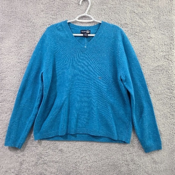 Venezia Sweaters - Venezia Jeans Co Blue Lambswool Blend V-Neck Pullover Sweater Women's XL (14/16)